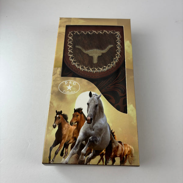 7" LONGHORNS LEATHER HOLSTER BROWN POUCH EXTRA LARGE  BELT LOOP CELL PHONE CASE UNIVERSAL OVERSIZE