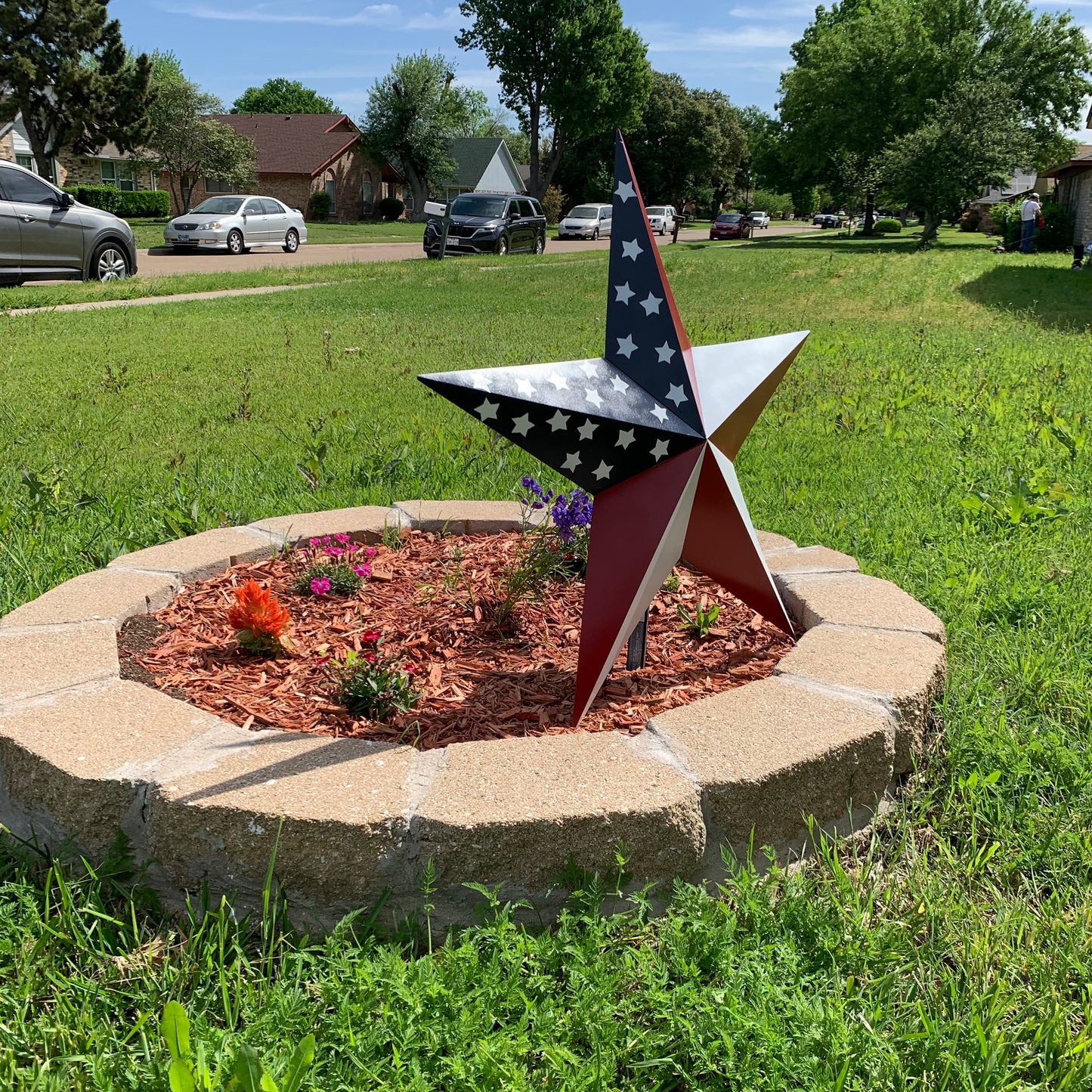 USA FLAG STAR STYLE# 5 RED WHITE & BLUE AMERICANA METAL BARN STAR WALL ART HANDMADE TO ORDER NEW #EH13380