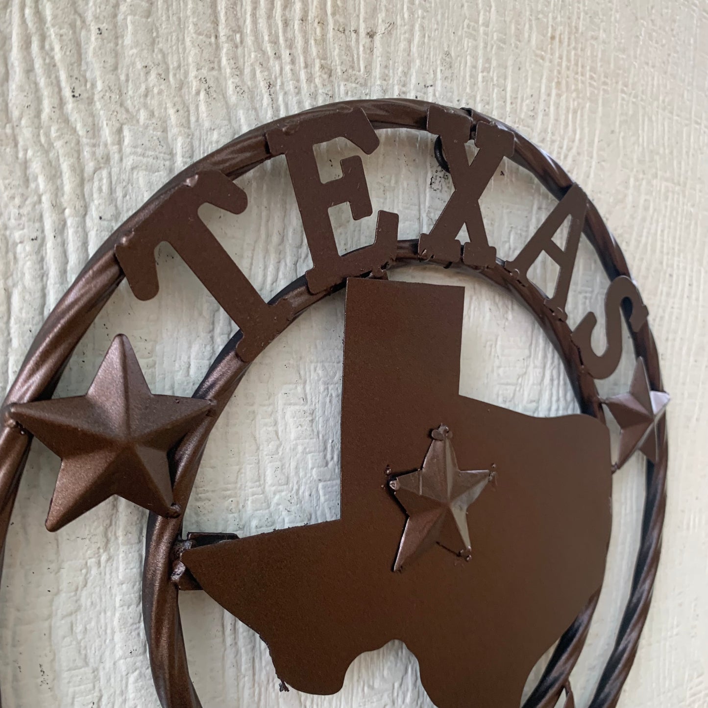 12" STATE OF TEXAS MAP RUSTIC BRONZE TWISTED RING METAL SIGN WESTERN HOME DECOR HANDMADE NEW