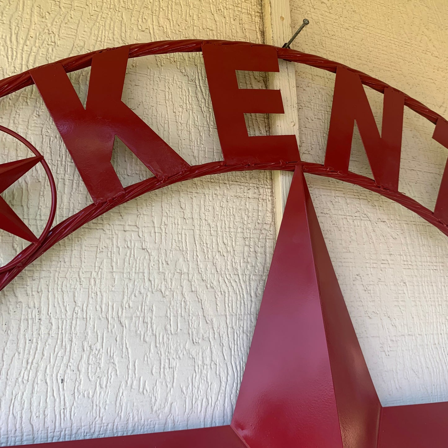 KENT STYLE YOUR CUSTOM STAR METAL NAME RUSTIC BURGUNDY RED CUSTOM 3d STAR METAL NAME BARN STAR TWISTED ROPE RING DESIGN METAL WALL ART HOME DECOR ANY SIZE
