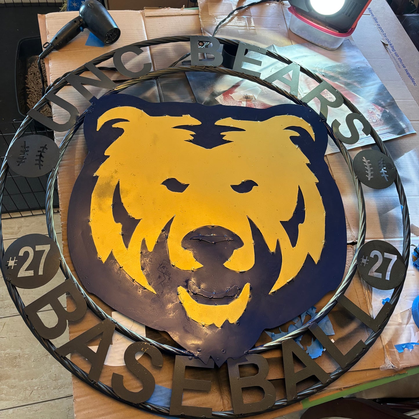 UNC BEARS CUSTOM RAW METAL NO PAINT VINTAGE CRAFT SIGN TEAM HANDMADE TO ORDER