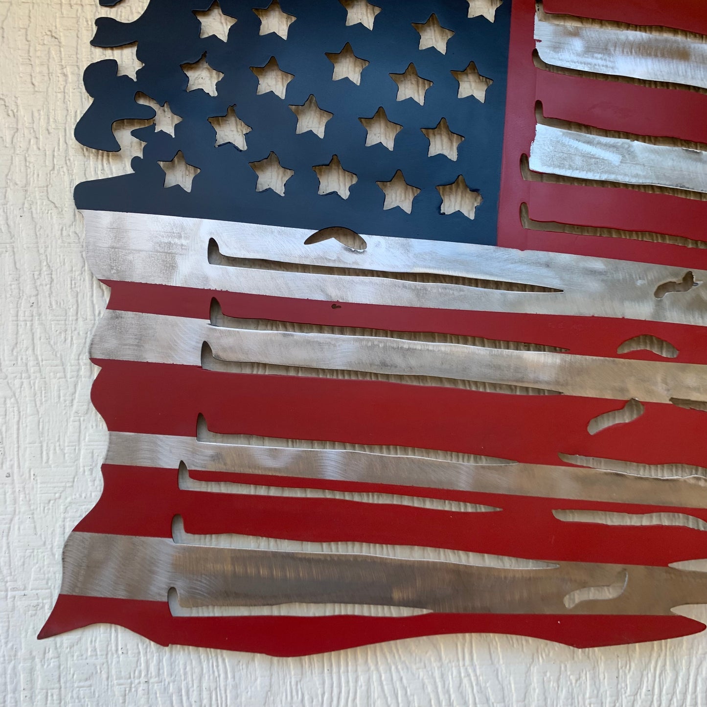 USA TATTERED AMERICAN FLAG METAL WALL ART WESTERN HOME DECOR HANDMADE NEW
