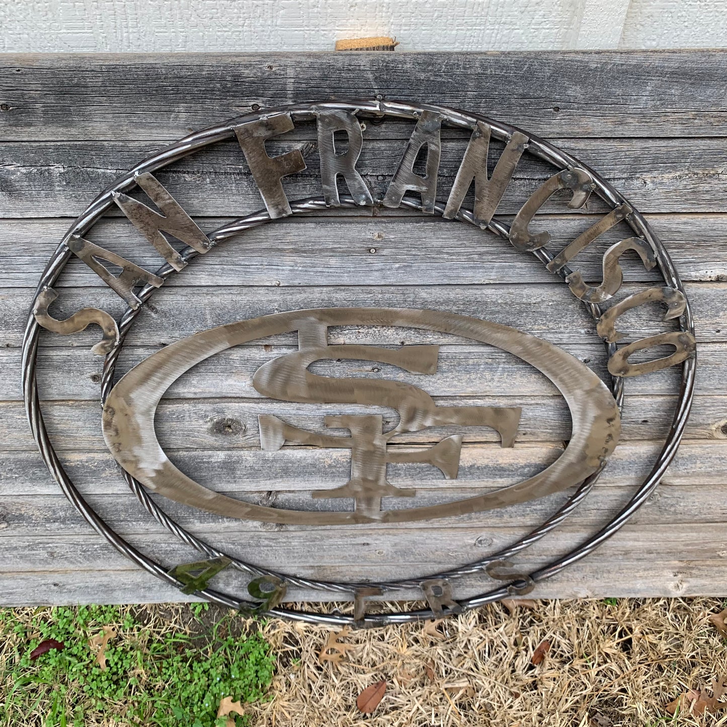 36" SAN FRANCISCO 49ERS CUSTOM RAW METAL VINTAGE CRAFT TEAM SIGN HAND MADE IN USA