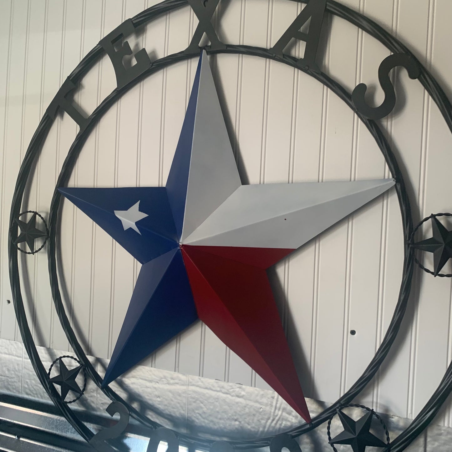 TEXAS 2022 STYLE CUSTOM NAME BARN STAR METAL LONESTAR 3d TWISTED BLACK ROPE RING WESTERN HOME DECOR   HANDMADE 24",32",36"