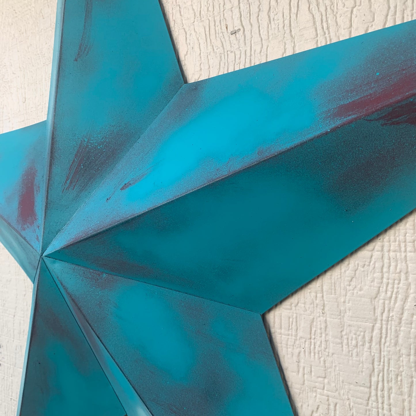 #EH10540 TURQUOISE DISTRESSED TWO TONE BARN STAR METAL ART WESTERN HOME DECOR HANDMADE NEW
