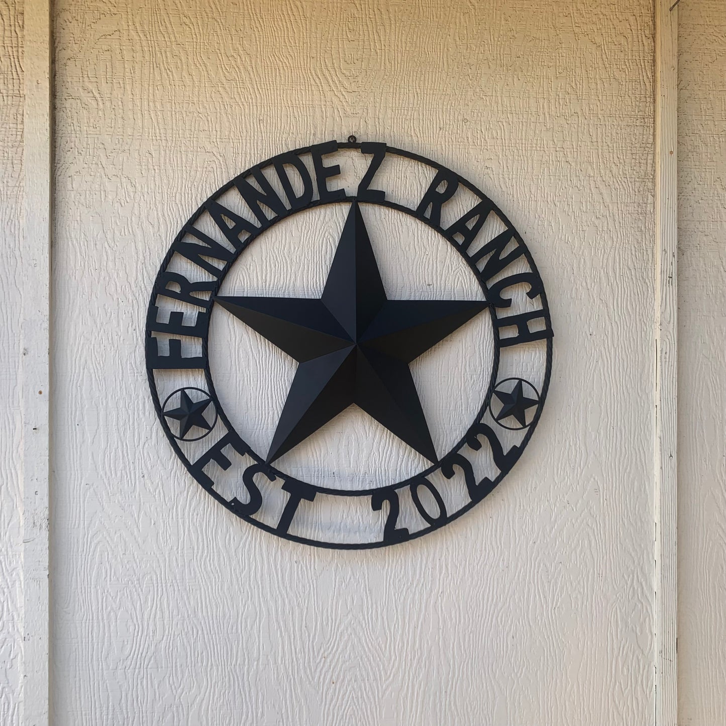 FERNANDEZ RANCH STYLE YOUR CUSTOM NAME STAR BARN STAR METAL LONE STAR WESTERN HOME DECOR RUSTIC BLACK HANDMADE 24",32",36",50"