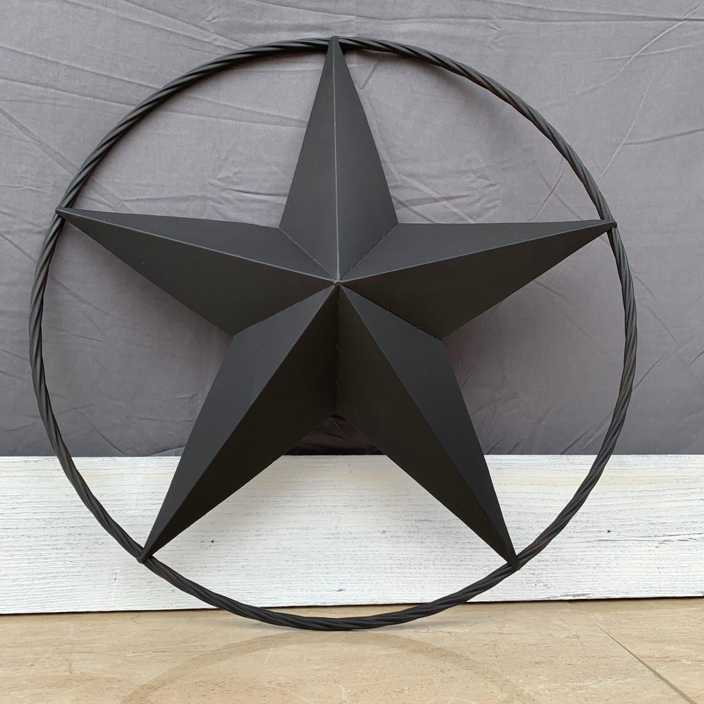 RUSTIC BLACK BARN STAR 3d TWISTED ROPE RING WESTERN HOME DECOR HANDMADE NEW 3" TO 72"-#EH10608
