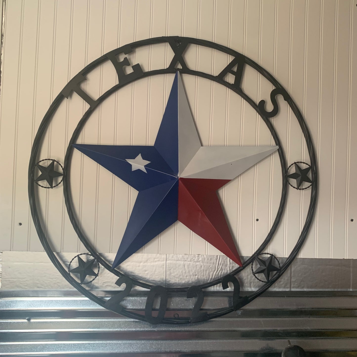 TEXAS 2022 STYLE CUSTOM NAME BARN STAR METAL LONESTAR 3d TWISTED BLACK ROPE RING WESTERN HOME DECOR   HANDMADE 24",32",36"