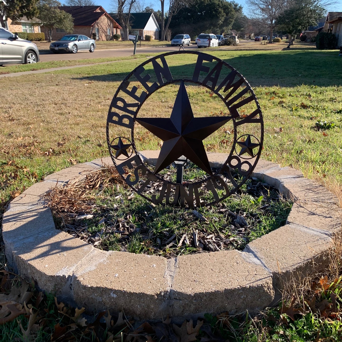 BREEN FAMILY STYLE CUSTOM NAME STAR BARN METAL STAR 3d TWISTED ROPE RING WESTERN HOME DECOR RUSTIC BROWN HANDMADE 24",32",36",50"