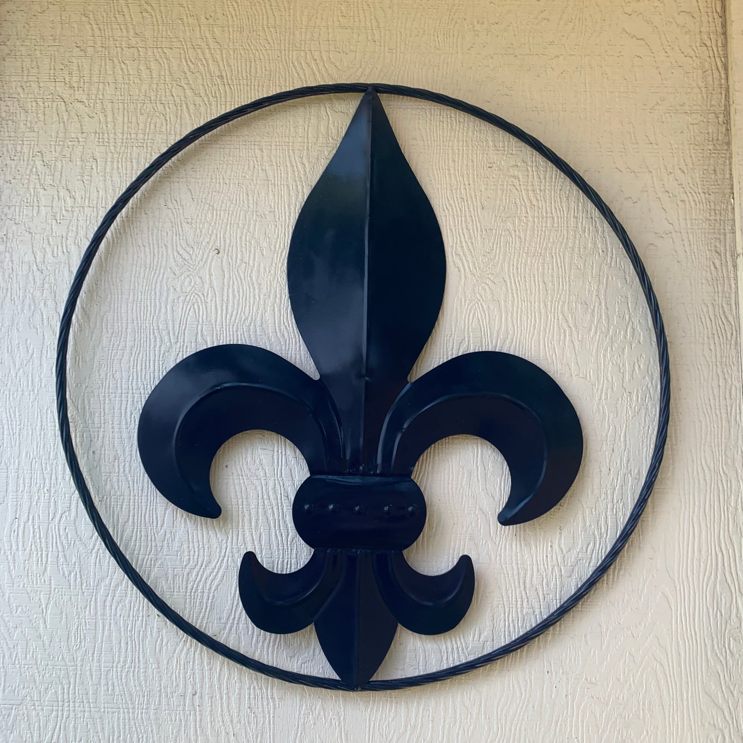 NAVY BLUE 24",36" FLEUR DE LIS METAL WALL ART SIGN WESTERN HOME DECOR HANDMADE NEW #EH10764
