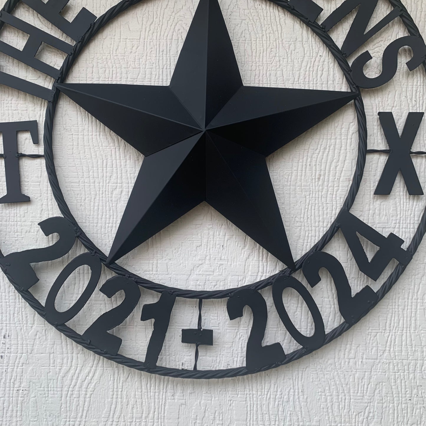 MARDENS STYLE CUSTOM NAME STAR BARN METAL STAR 3d TWISTED ROPE RING WESTERN HOME DECOR RUSTIC BLACK HANDMADE 24",32",36",50"