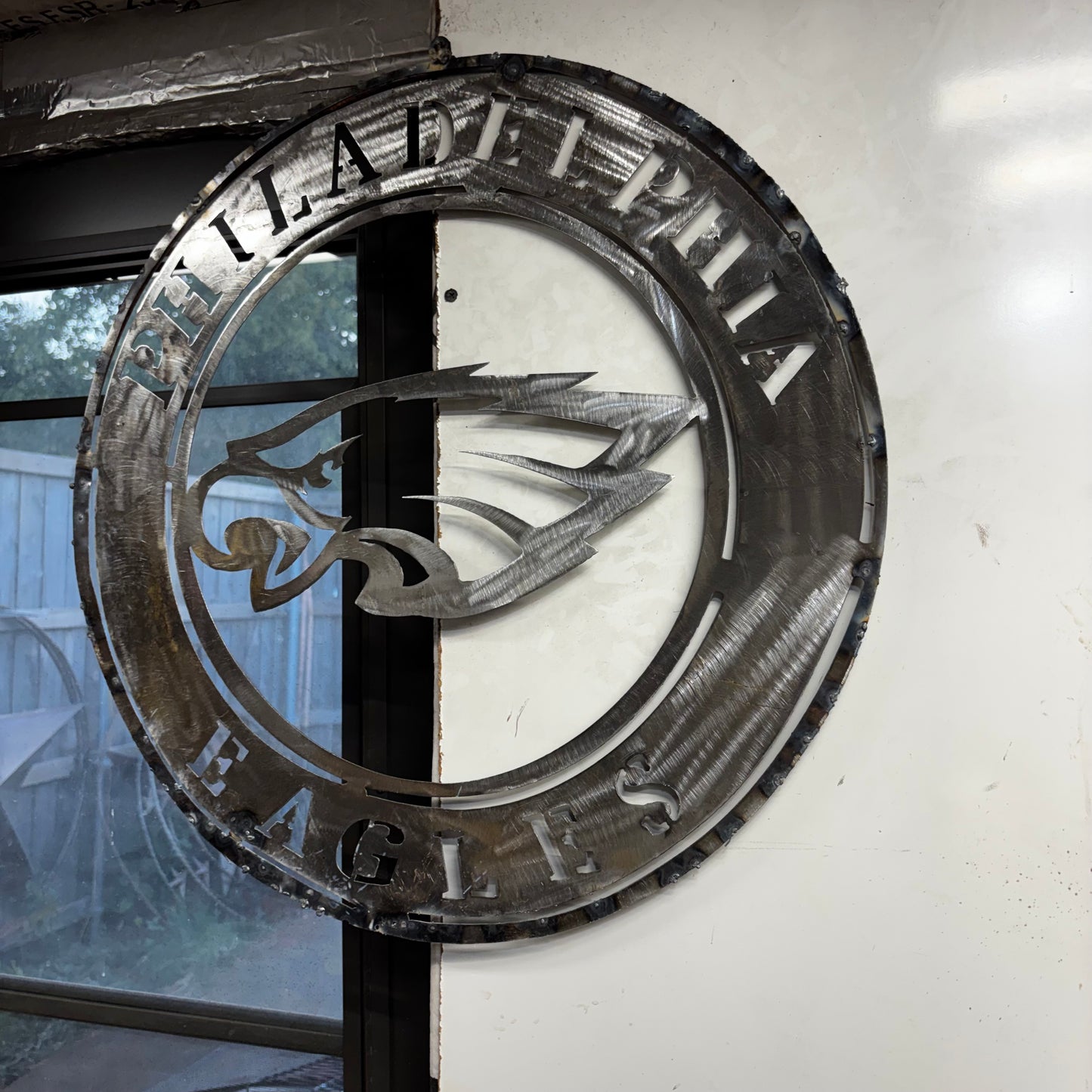 PHILADELPHIA EAGLES CUSTOM RAW METAL VINTAGE CRAFT SIGN TEAM HANDMADE STYLE# 5