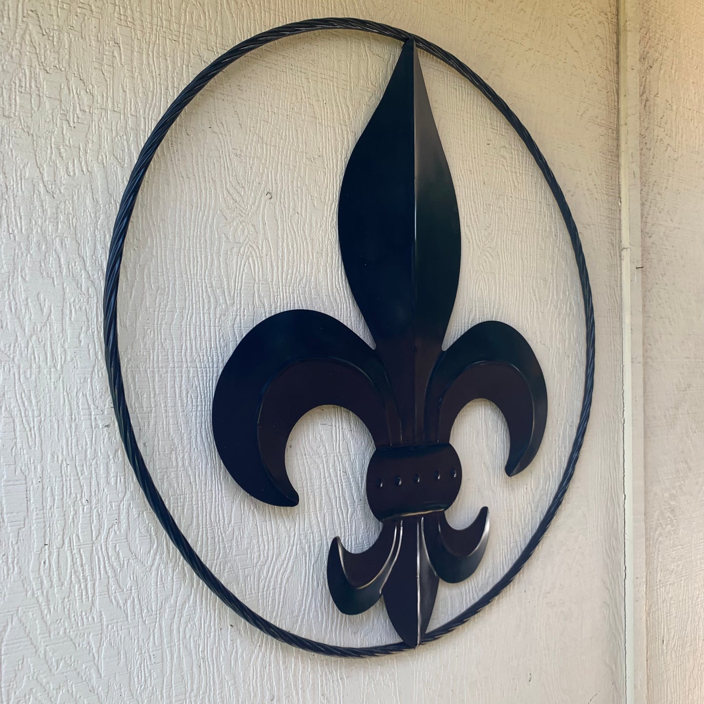 NAVY BLUE 24",36" FLEUR DE LIS METAL WALL ART SIGN WESTERN HOME DECOR HANDMADE NEW #EH10764