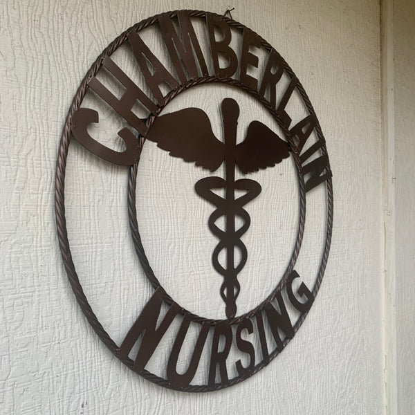 CHAMBERLAIN NURSING STYLE CUSTOM NAME SIGN MEDICAL LOGO HANDMADE