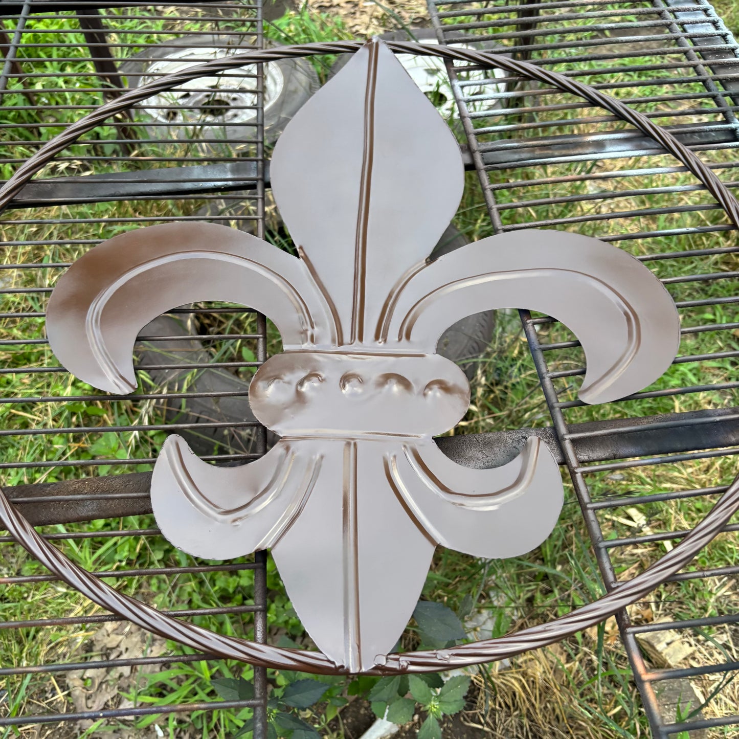 FLEUR DE LIS BROWN METAL WALL ART SIGN WESTERN HOME DECOR HANDMADE NEW 12",18",24",32"