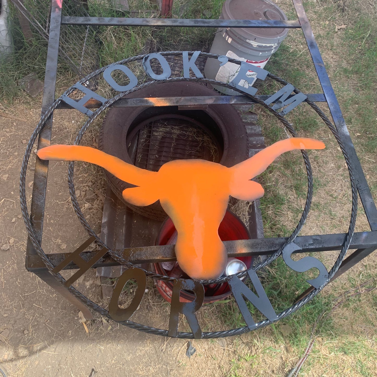 HOOKEM HORNS WITH LONE STAR TEXAS LONGHORNS HOOK EM METAL CUSTOM VINTAGE CRAFT WALL ART TEAM SIGN HANDMADE