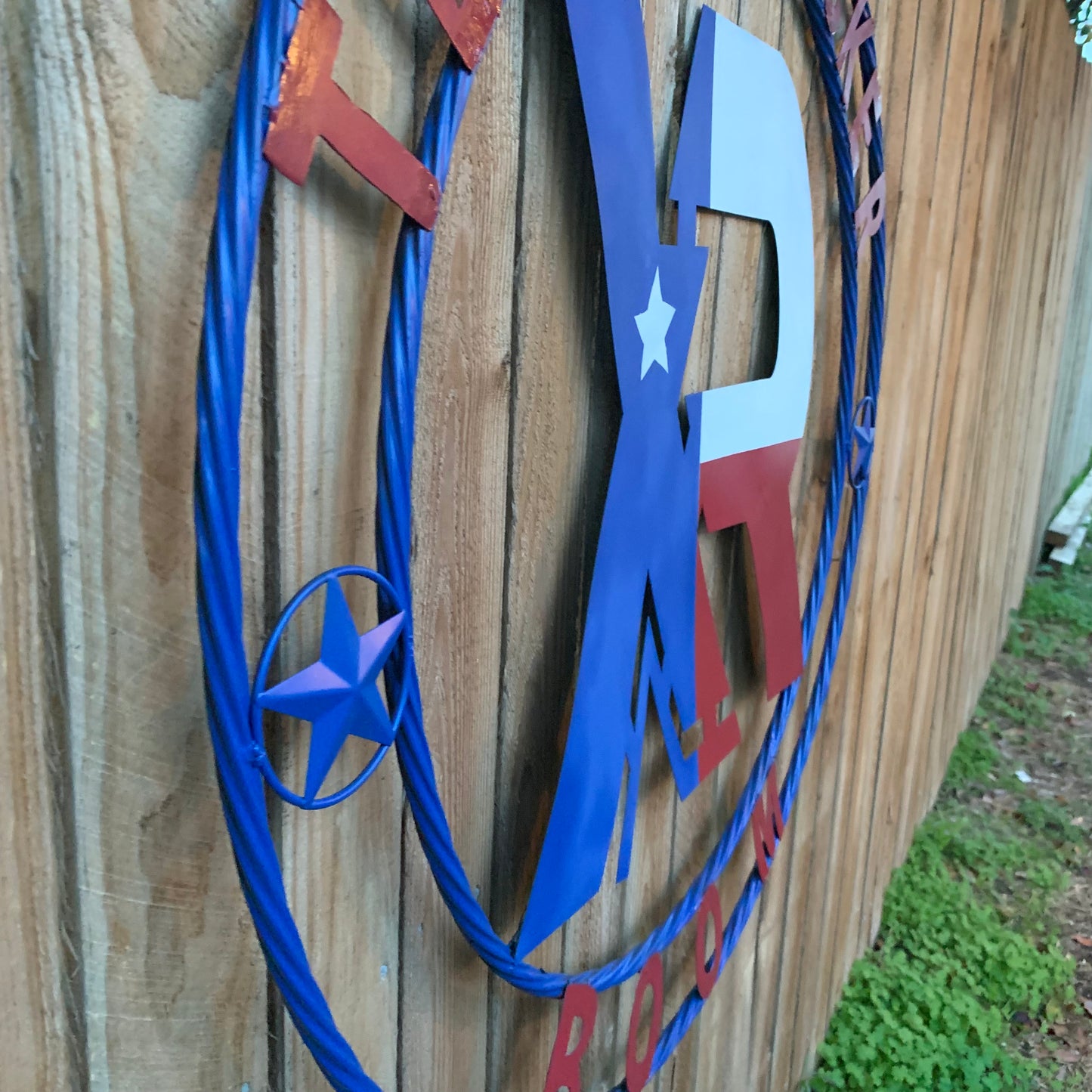 #EH11299 CUSTOM NAME XR ROOFING STYLE SIGN RED,WHITE & BLUE TEXAS FLAG LOGO HANDMADE