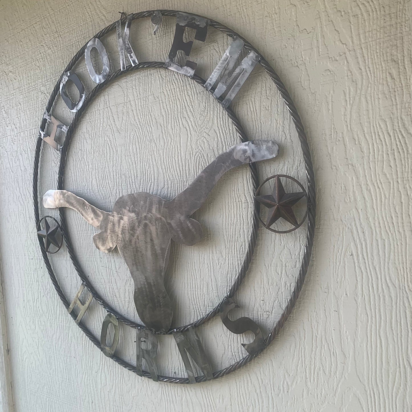 HOOKEM HORNS & LONE STAR TEXAS LONGHORNS HOOK EM RAW METAL UNPAINTED CUSTOM VINTAGE CRAFT WALL ART TEAM SIGN HANDMADE
