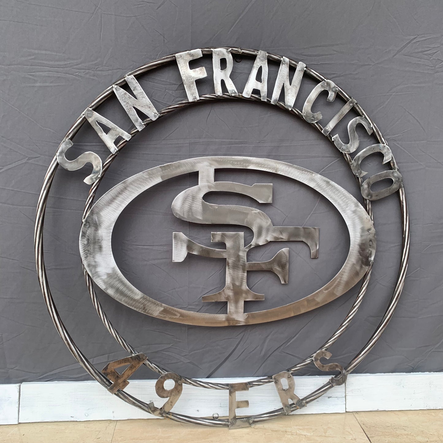 36" SAN FRANCISCO 49ERS CUSTOM RAW METAL VINTAGE CRAFT TEAM SIGN HAND MADE IN USA