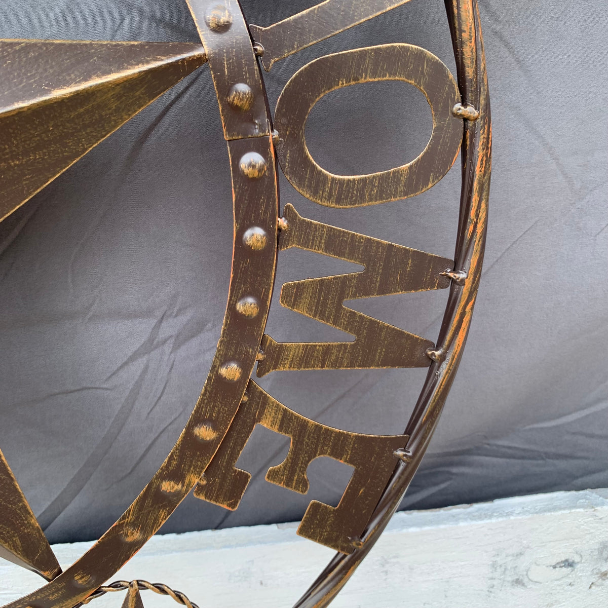 24" GOD BLESS OUR HOME BEADED STAR COLIBROX METAL TWISTED ROPE RING LONE STAR WALL ART WESTERN HOME DECOR RUSTIC DARK BRONZE COPPER HANDMADE NEW