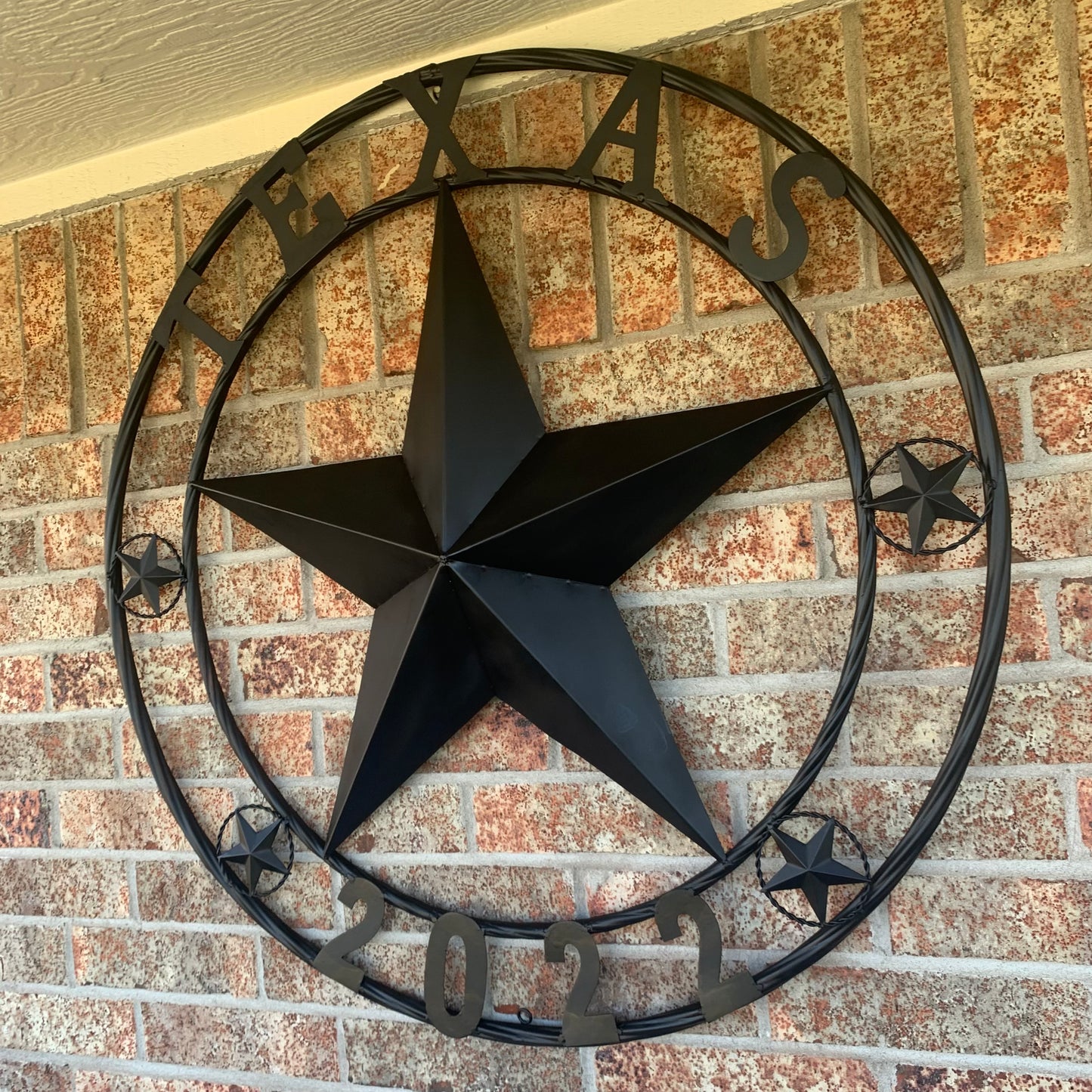 TEXAS 2022 STYLE CUSTOM NAME STAR BARN METAL LONE STAR 3d TWISTED ROPE RING WESTERN HOME DECOR RUSTIC  BLACK HANDMADE 24",32",34",36",40",42",44",46",50"