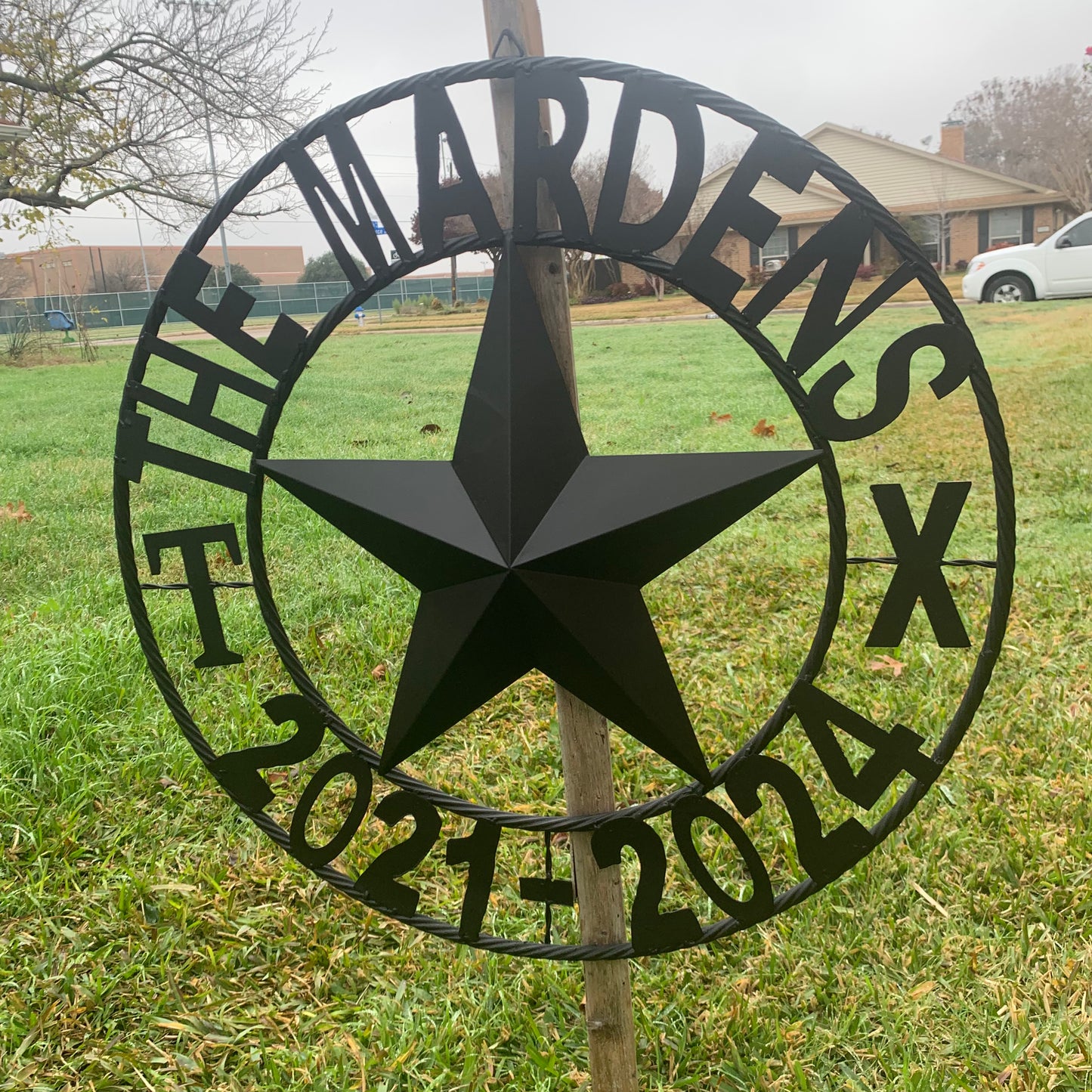 MARDENS STYLE CUSTOM NAME STAR BARN METAL STAR 3d TWISTED ROPE RING WESTERN HOME DECOR RUSTIC BLACK HANDMADE 24",32",36",50"