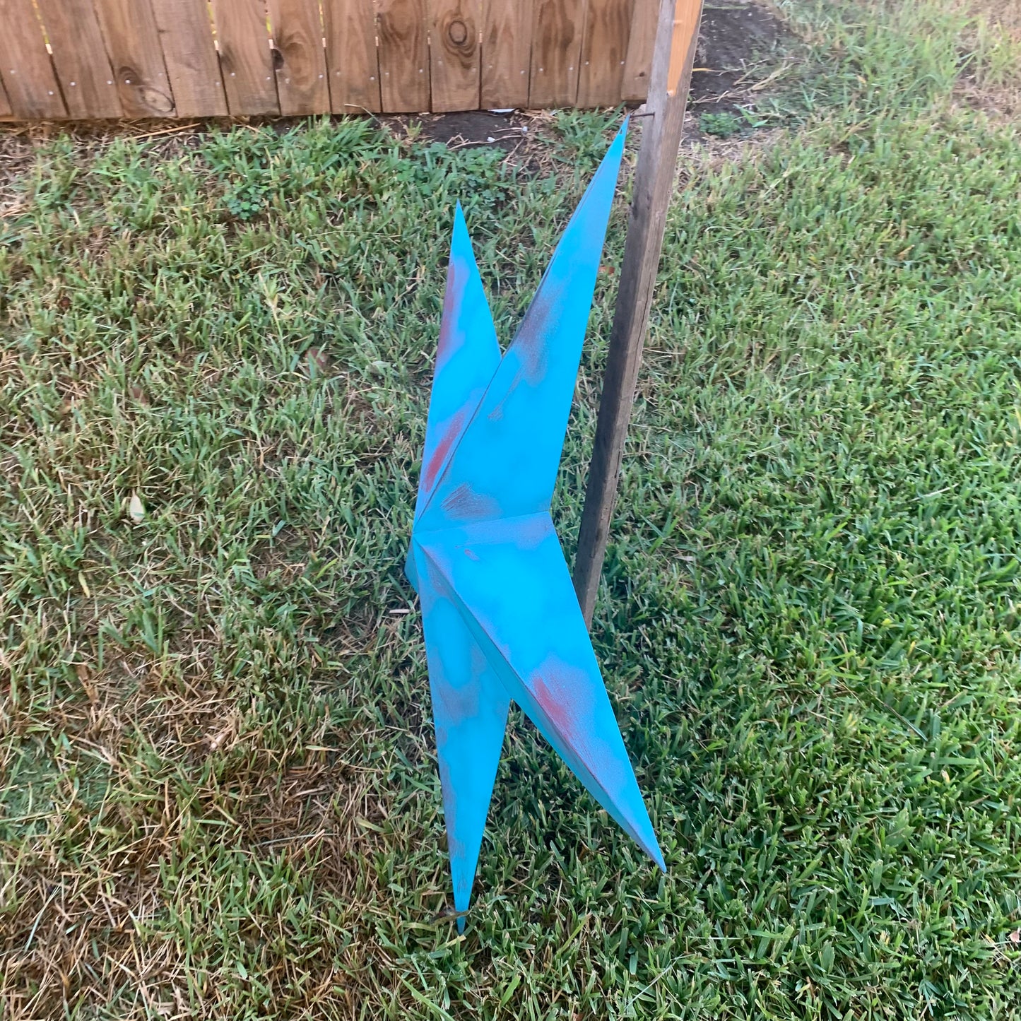 #EH10540 TURQUOISE DISTRESSED TWO TONE BARN STAR METAL ART WESTERN HOME DECOR HANDMADE NEW