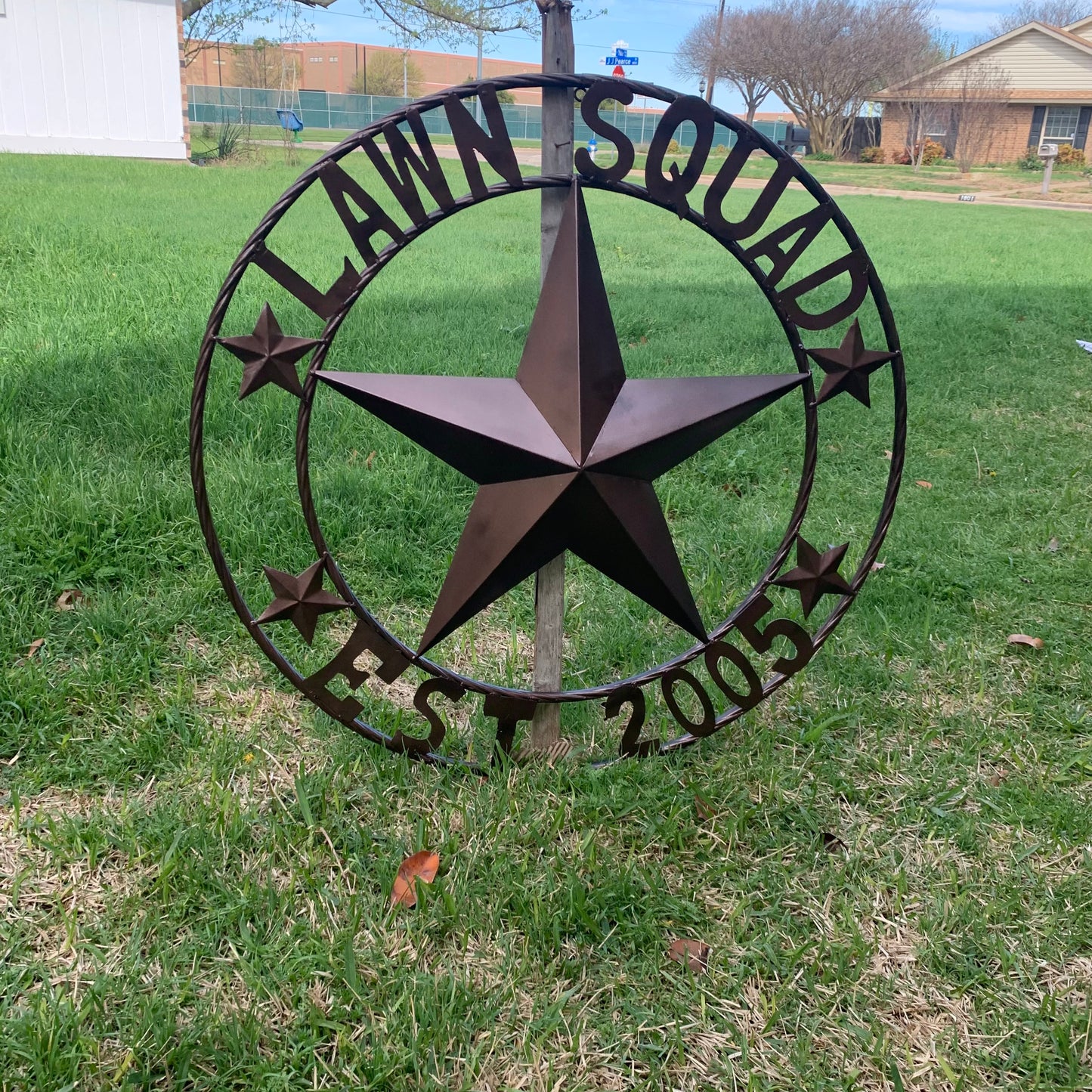 LAWN SQUAD STYLE CUSTOM BARN STAR NAME YOUR CUSTOM NAME STAR METAL NAME BARN STAR WITH TWISTED ROPE RING DESIGN METAL WALL 3d STAR ART WESTERN HOME DECOR RUSTIC BRONZE NEW