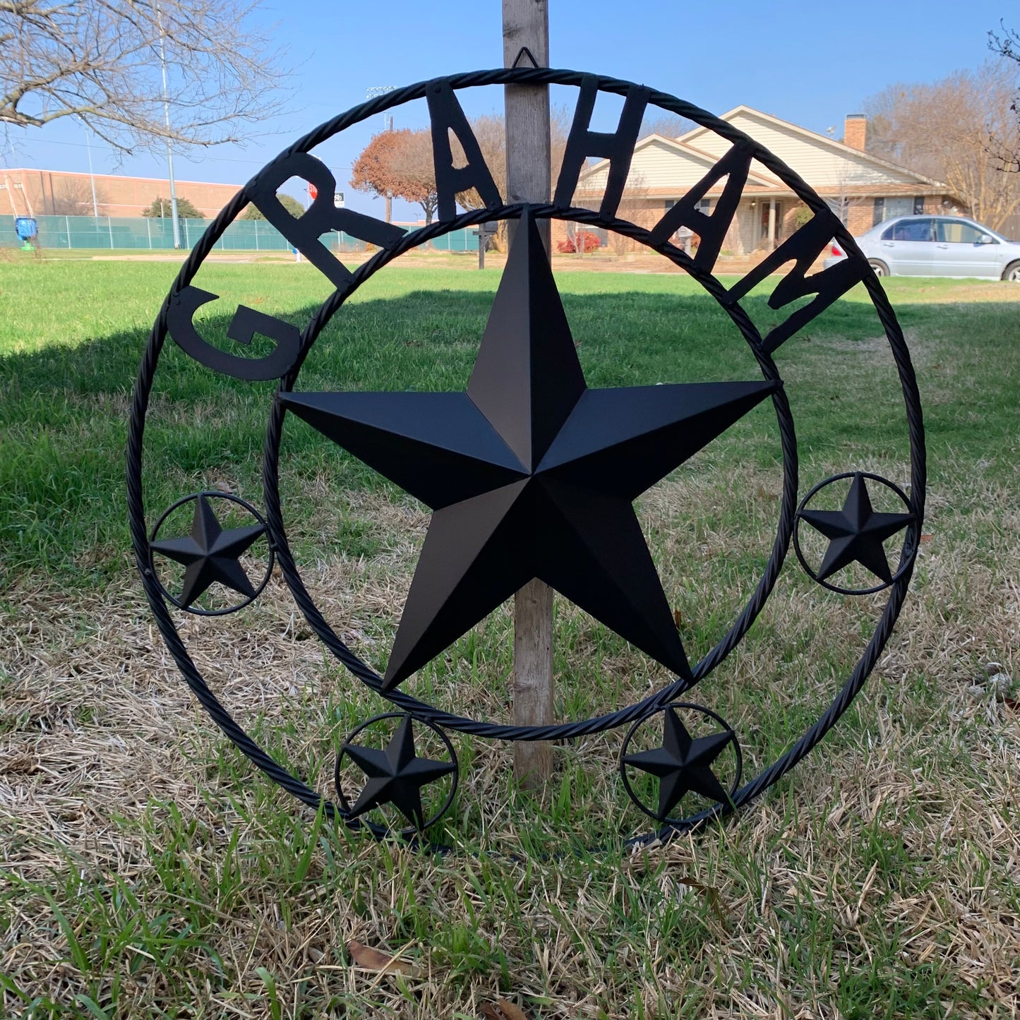 GRAHAM STYLE YOUR CUSTOM NAME STAR BARN STAR METAL LONE STAR WESTERN HOME DECOR RUSTIC BLACK HANDMADE 24",32",36",50"