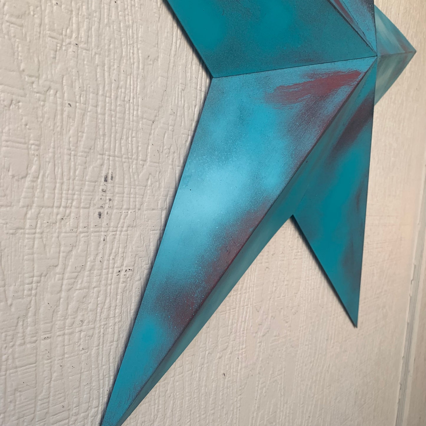 #EH10540 TURQUOISE DISTRESSED TWO TONE BARN STAR METAL ART WESTERN HOME DECOR HANDMADE NEW