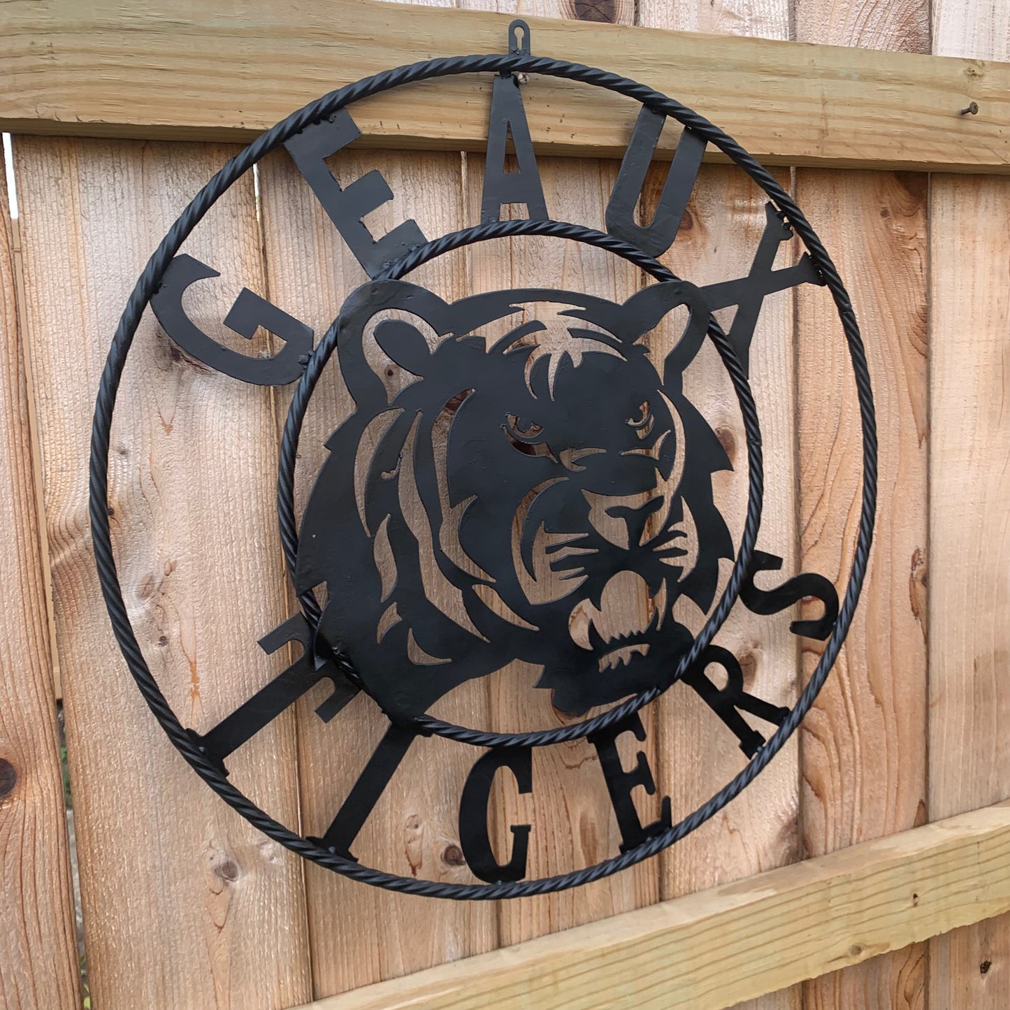 GEAUX TIGERS BLACK CUSTOM METAL VINTAGE CRAFT SIGN TEAM HANDMADE