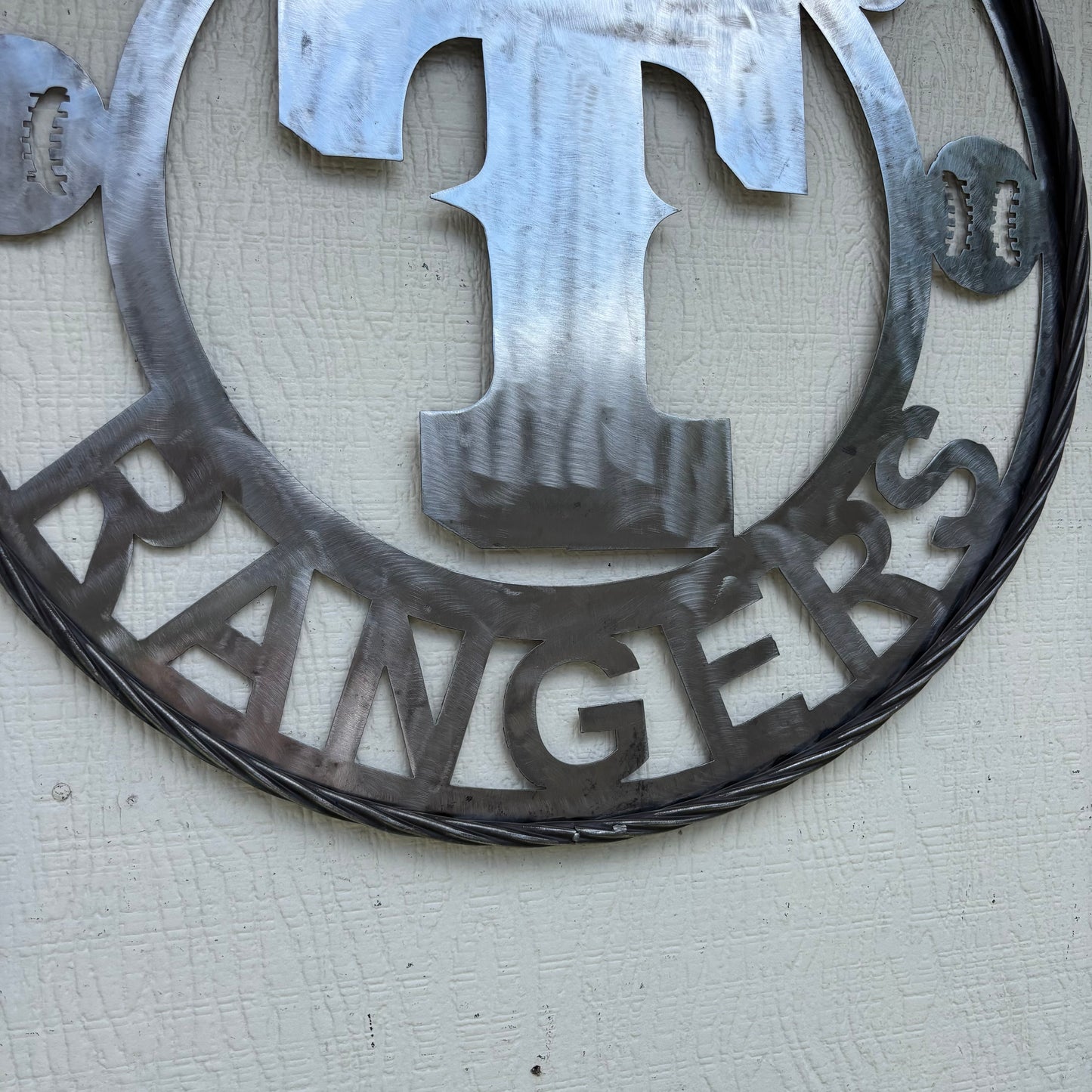 TEXAS RANGERS CUSTOM RAW METAL VINTAGE CRAFT TEAM SIGN TWISTED ROPE RING HANDMADE