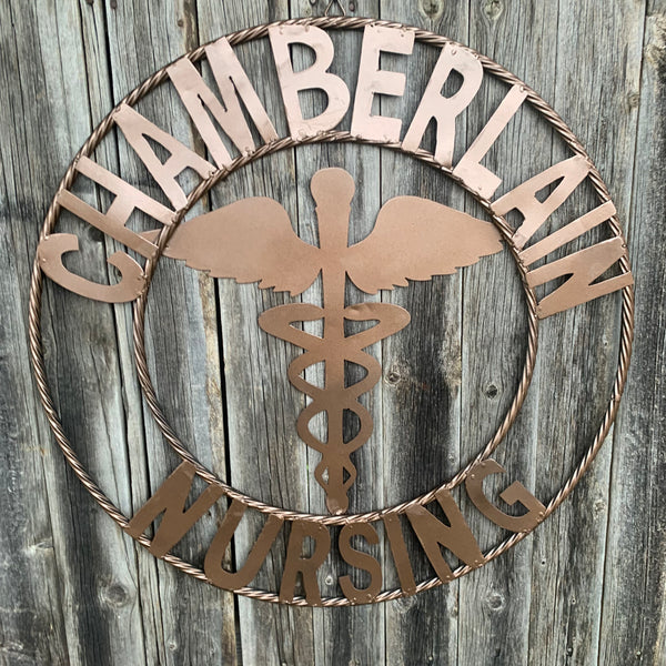 CHAMBERLAIN NURSING STYLE CUSTOM NAME SIGN MEDICAL LOGO HANDMADE