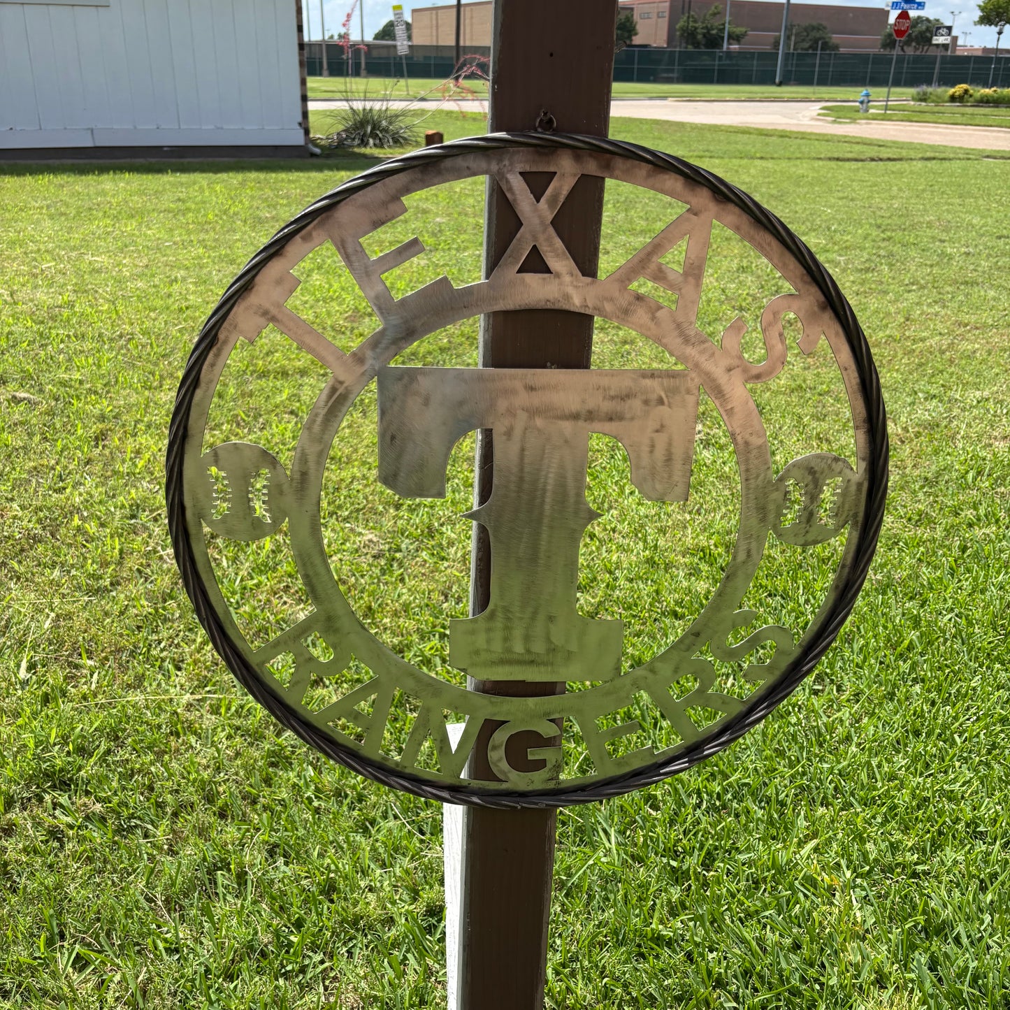 TEXAS RANGERS CUSTOM RAW METAL VINTAGE CRAFT TEAM SIGN TWISTED ROPE RING HANDMADE