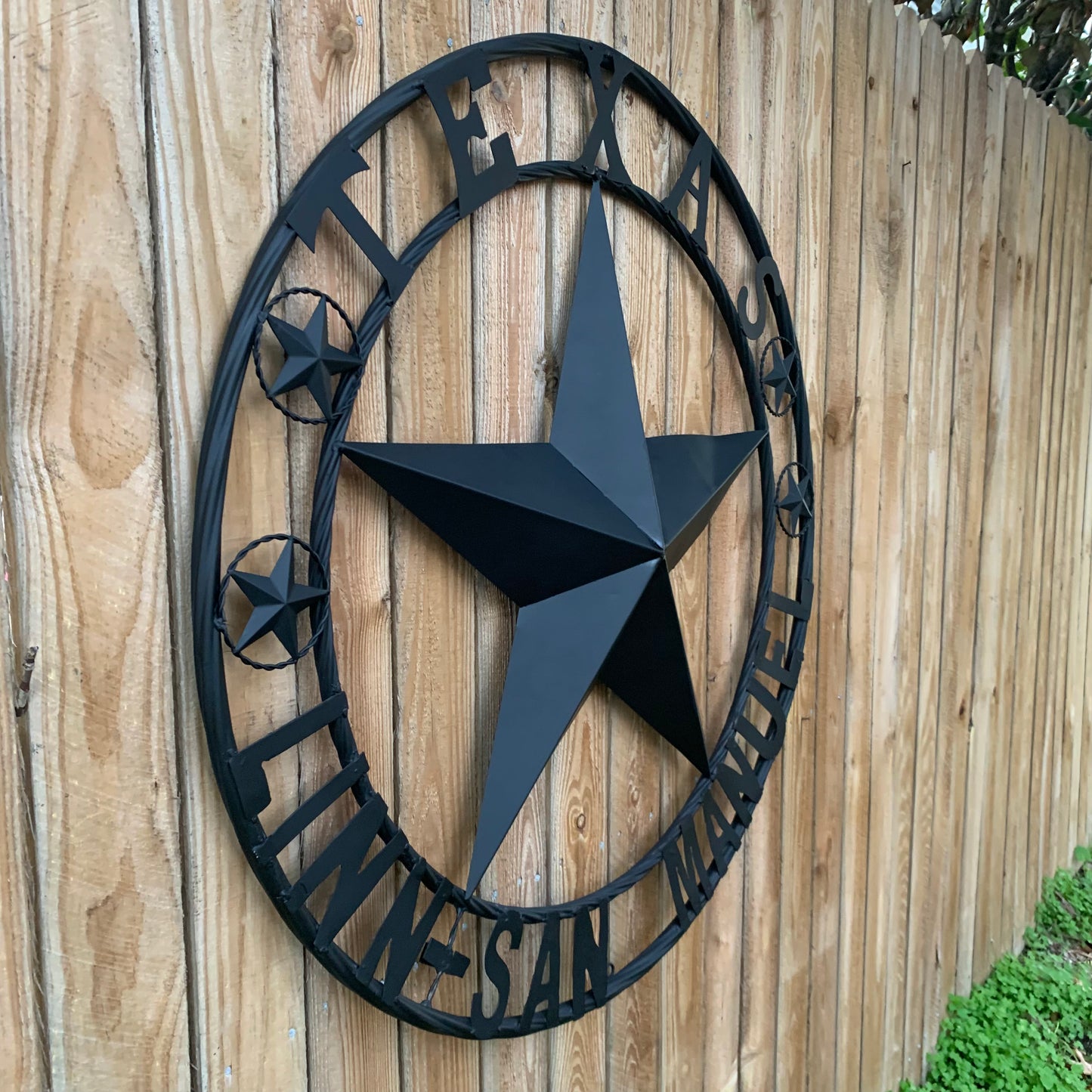 LINN SAN MANUEL STYLE YOUR CUSTOM NAME STAR METAL BARN LONE STAR 3d TWISTED ROPE RING WESTERN HOME DECOR HANDMADE NEW