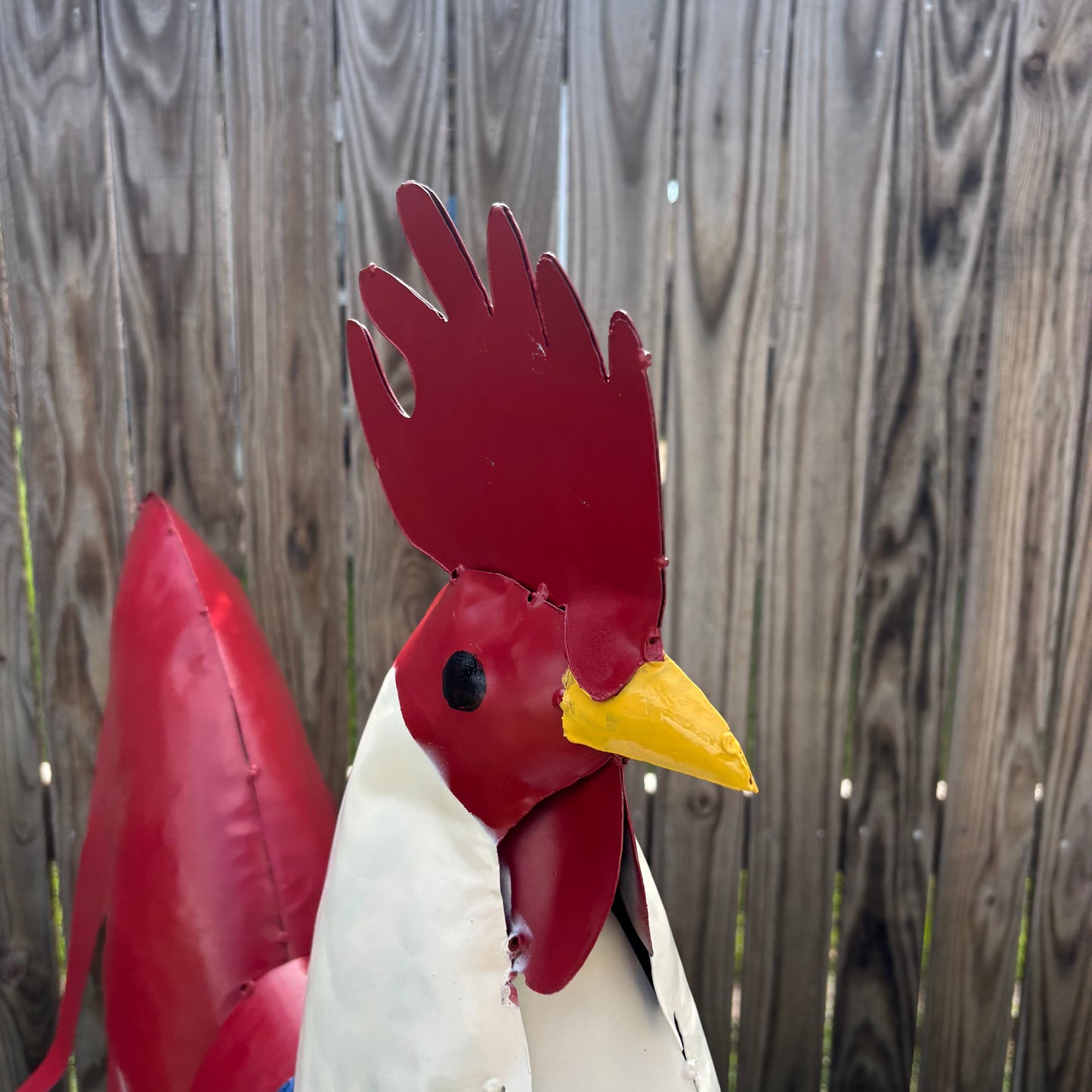 ROOSTER RED WHITE BLUE PATRIOTIC GARDEN METAL SCULPTURE WESTERN HOME DECOR ORNAMENT HANDMADE #34-003 18",30",40"