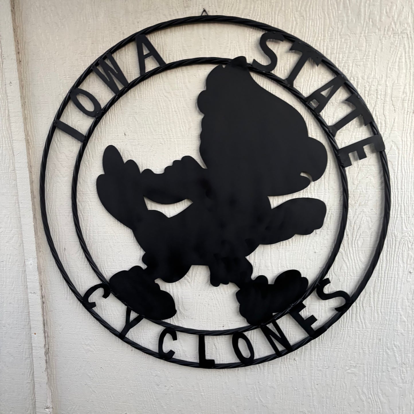12", 18", 24", 32" IOWA STATE CYCLONES CUSTOM BLACK METAL VINTAGE CRAFT TEAM SIGN HANDMADE 36",40",44",50"