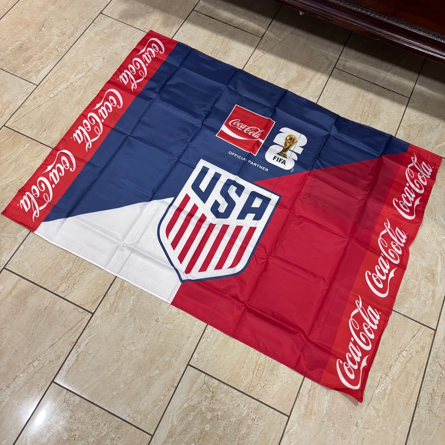 FIFA WORLD CUP 2026 USA COCACOLA FLAG 3ft x 4ft GENUINE LICENSES WESTERN HOME DECOR  #EH13732