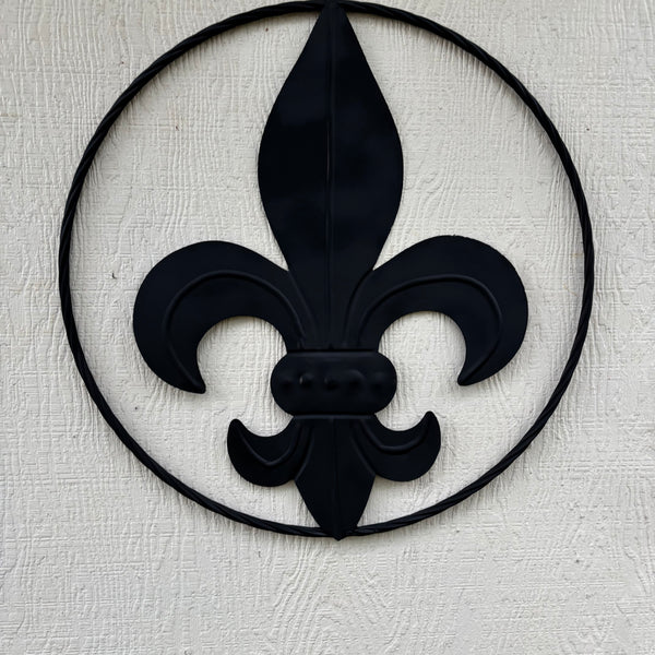FLEUR DE LIS BLACK FLAT METAL WALL ART SIGN WESTERN HOME DECOR HANDMADE NEW 12",18",24",32"