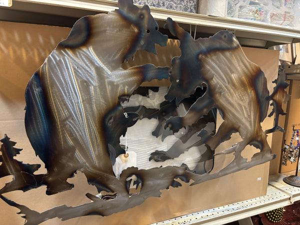 40" DOUBLE BEAR WALL LIGHT METAL ART ELECTRIC LAMP WESTERN HOME DECOR NEW LIGHTING #RA8953