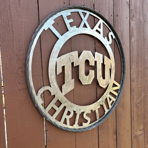 TCU TEXAS CHRISTIAN CUSTOM RAW METAL VINTAGE CRAFT TEAM SIGN UNPAINTED HANDMADE