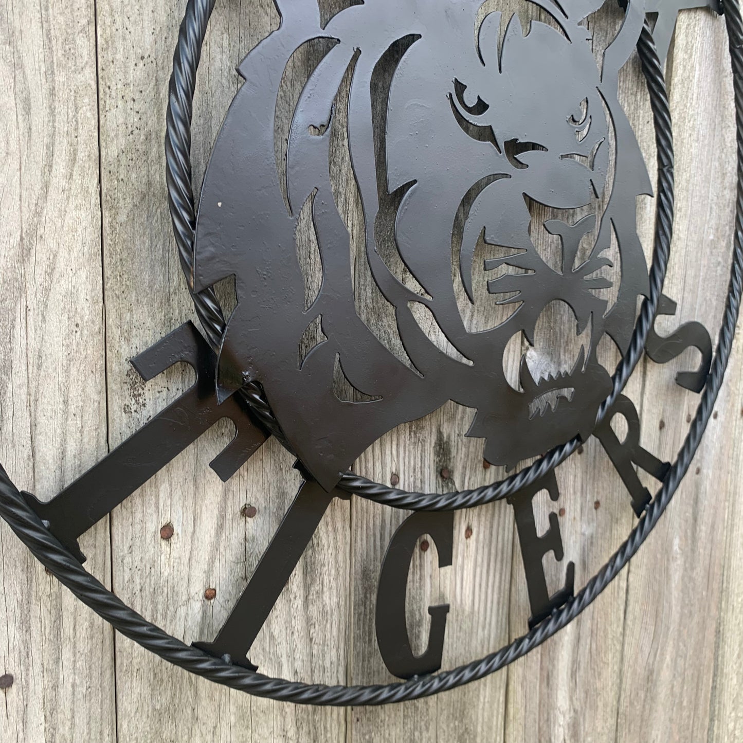 GEAUX TIGERS BLACK CUSTOM METAL VINTAGE CRAFT SIGN TEAM HANDMADE