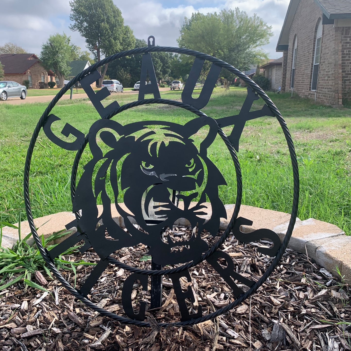 GEAUX TIGERS BLACK CUSTOM METAL VINTAGE CRAFT SIGN TEAM HANDMADE