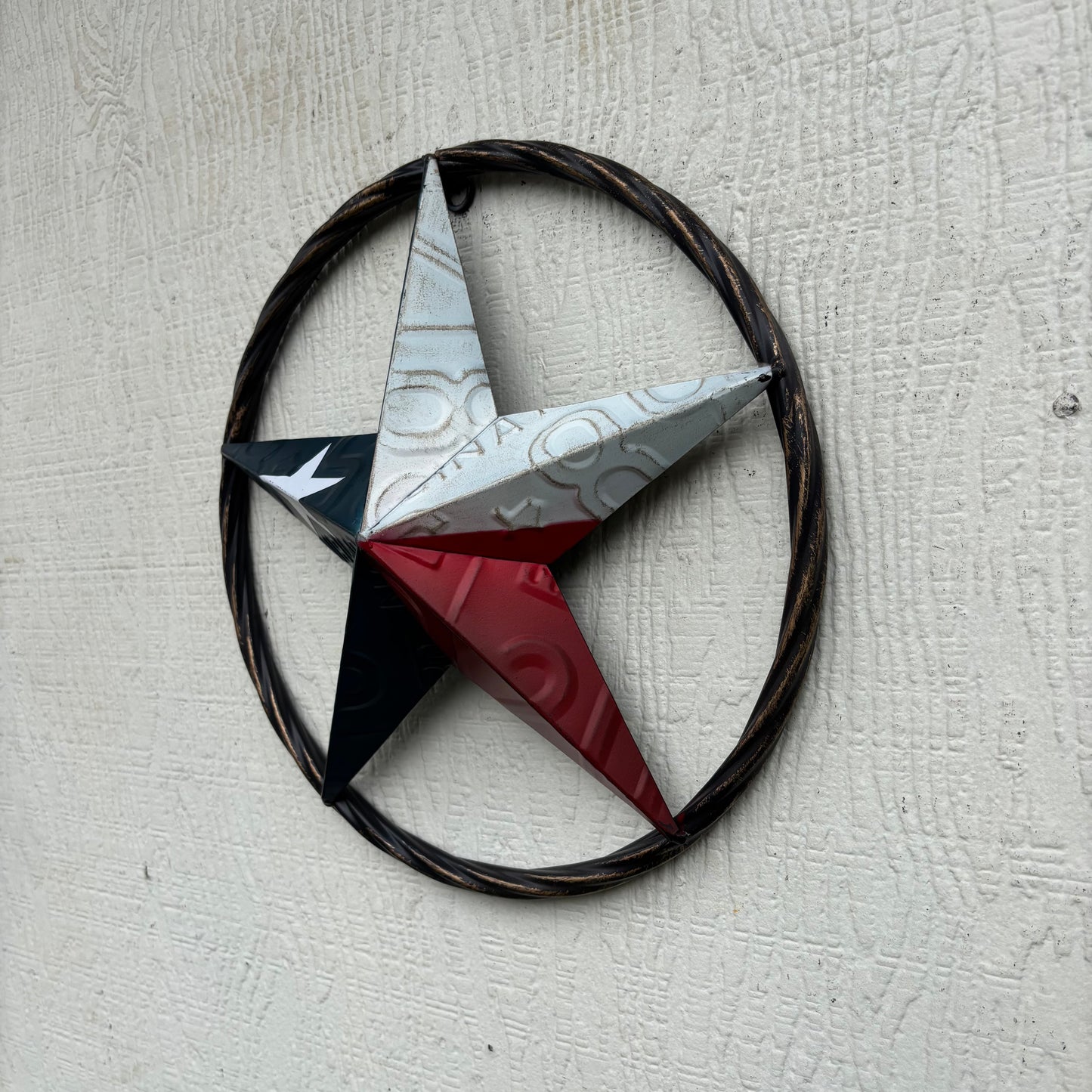 RED WHITE BLUE LICENSE PLATE METAL BARN LONESTAR WESTERN HOME DECOR HANDMADE EH13325
