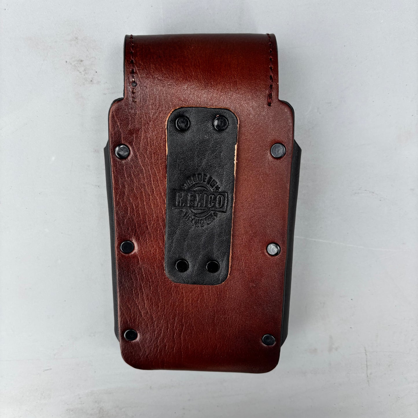 COWBOY BOOT HAT ROPING LEATHER HOLSTER 7" PHONE POUCH WITH KNIFE HOLDER FRONT EXTRA LARGE  BELT LOOP CELL PHONE CASE UNIVERSAL OVERSIZE MADE IN MEXICO #EH13862