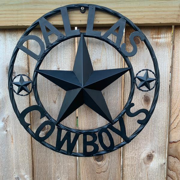 18" DALLAS COWBOYS BLACK STAR CUSTOM METAL VINTAGE LONE STAR WESTERN HOME DECOR HANDMADE