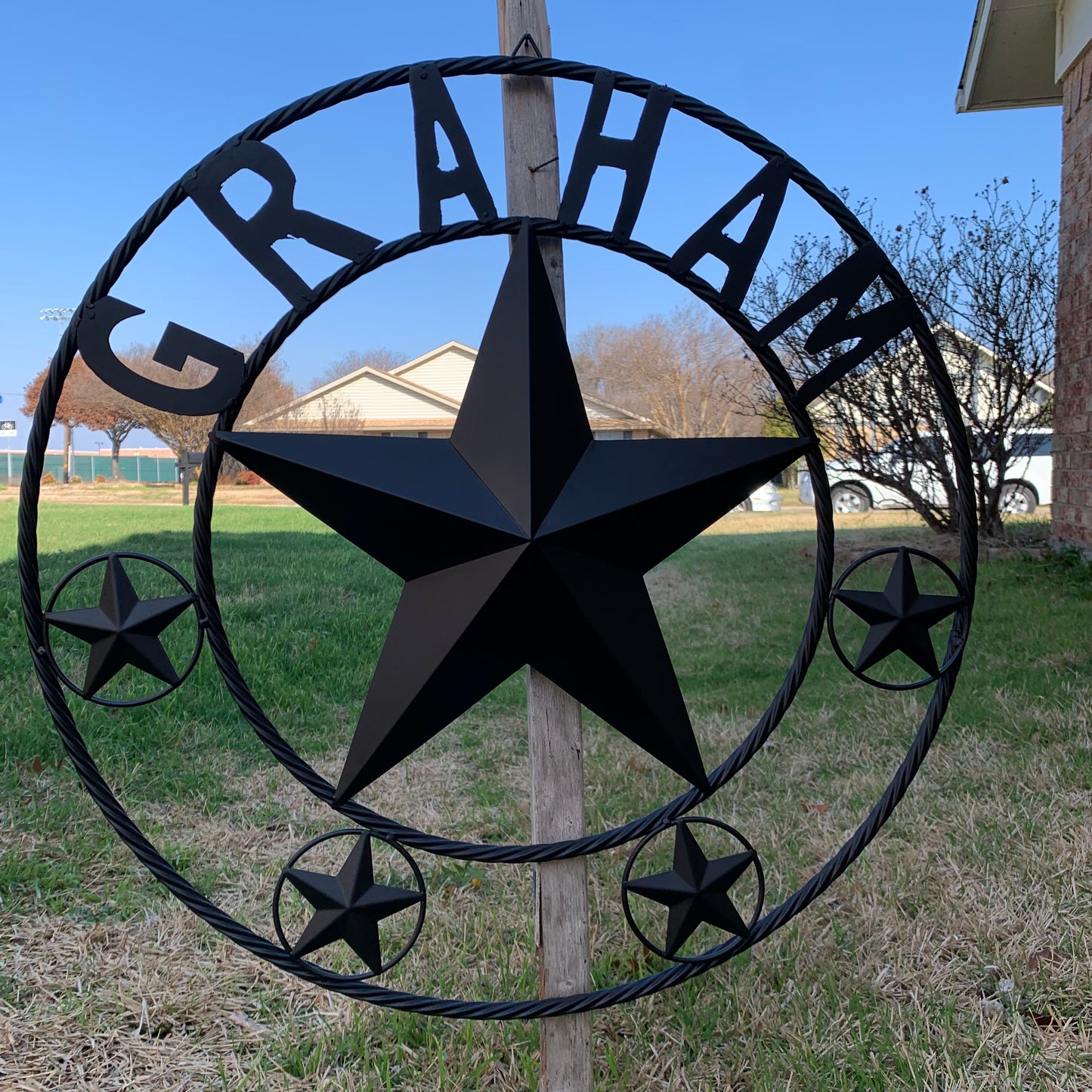 GRAHAM STYLE YOUR CUSTOM NAME STAR BARN STAR METAL LONE STAR WESTERN HOME DECOR RUSTIC BLACK HANDMADE 24",32",36",50"