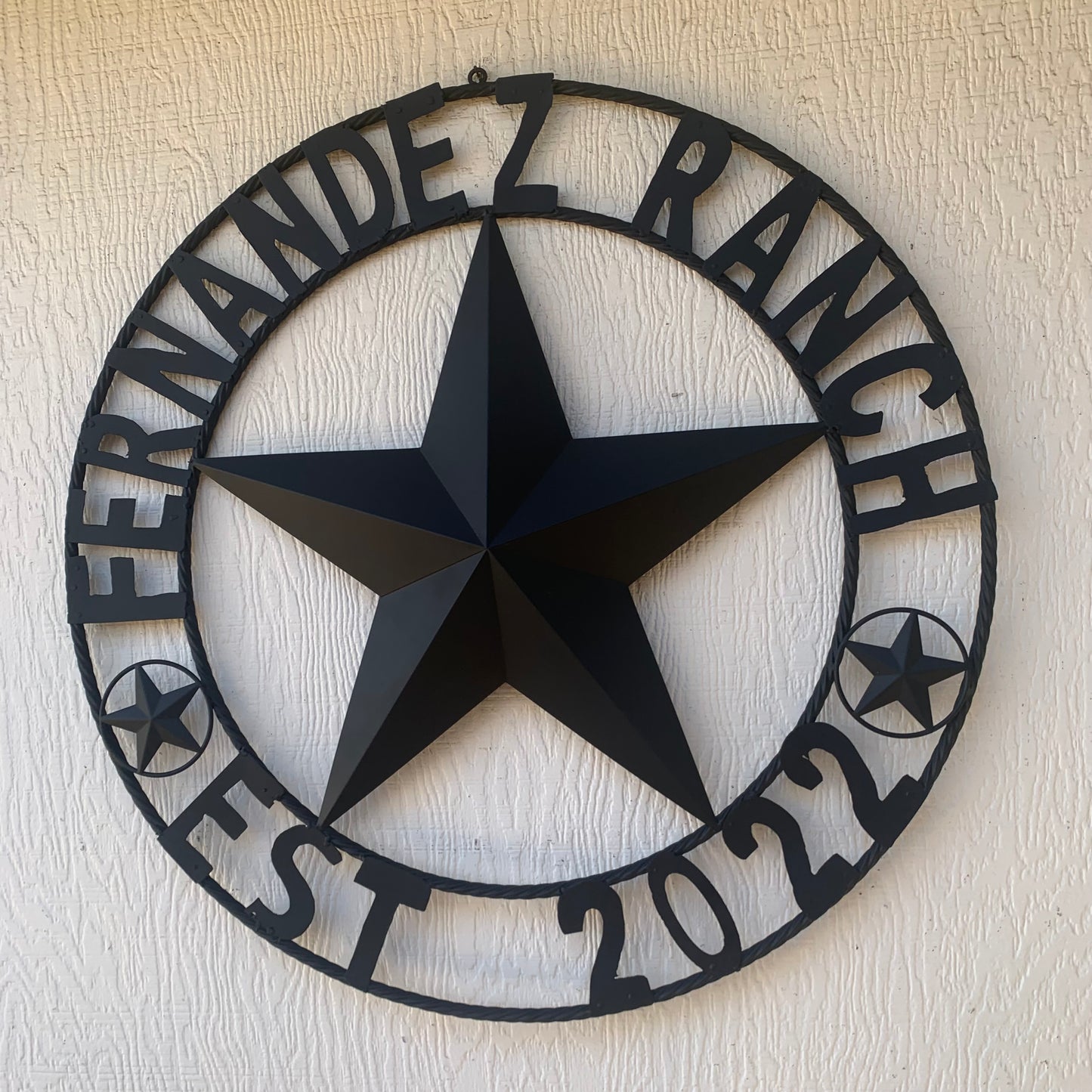 FERNANDEZ RANCH STYLE YOUR CUSTOM NAME STAR BARN STAR METAL LONE STAR WESTERN HOME DECOR RUSTIC BLACK HANDMADE 24",32",36",50"