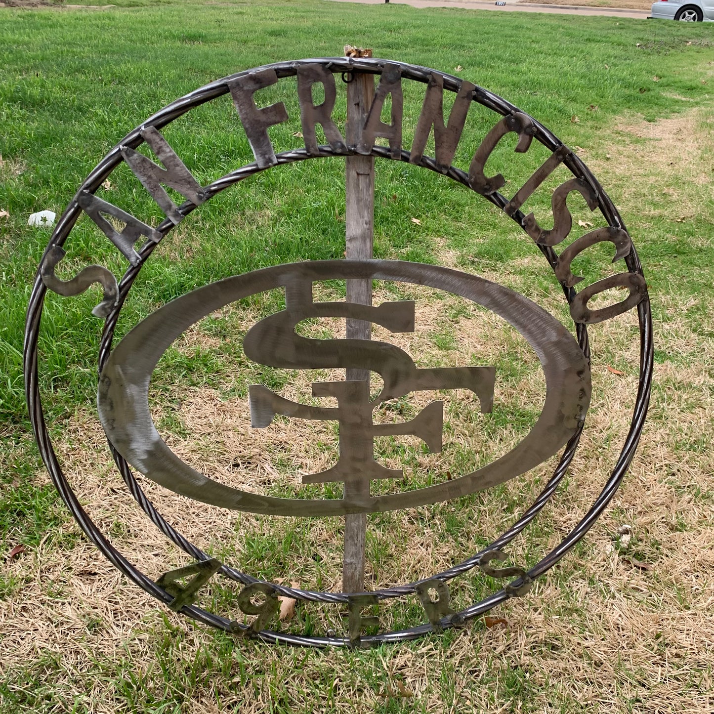 36" SAN FRANCISCO 49ERS CUSTOM RAW METAL VINTAGE CRAFT TEAM SIGN HAND MADE IN USA