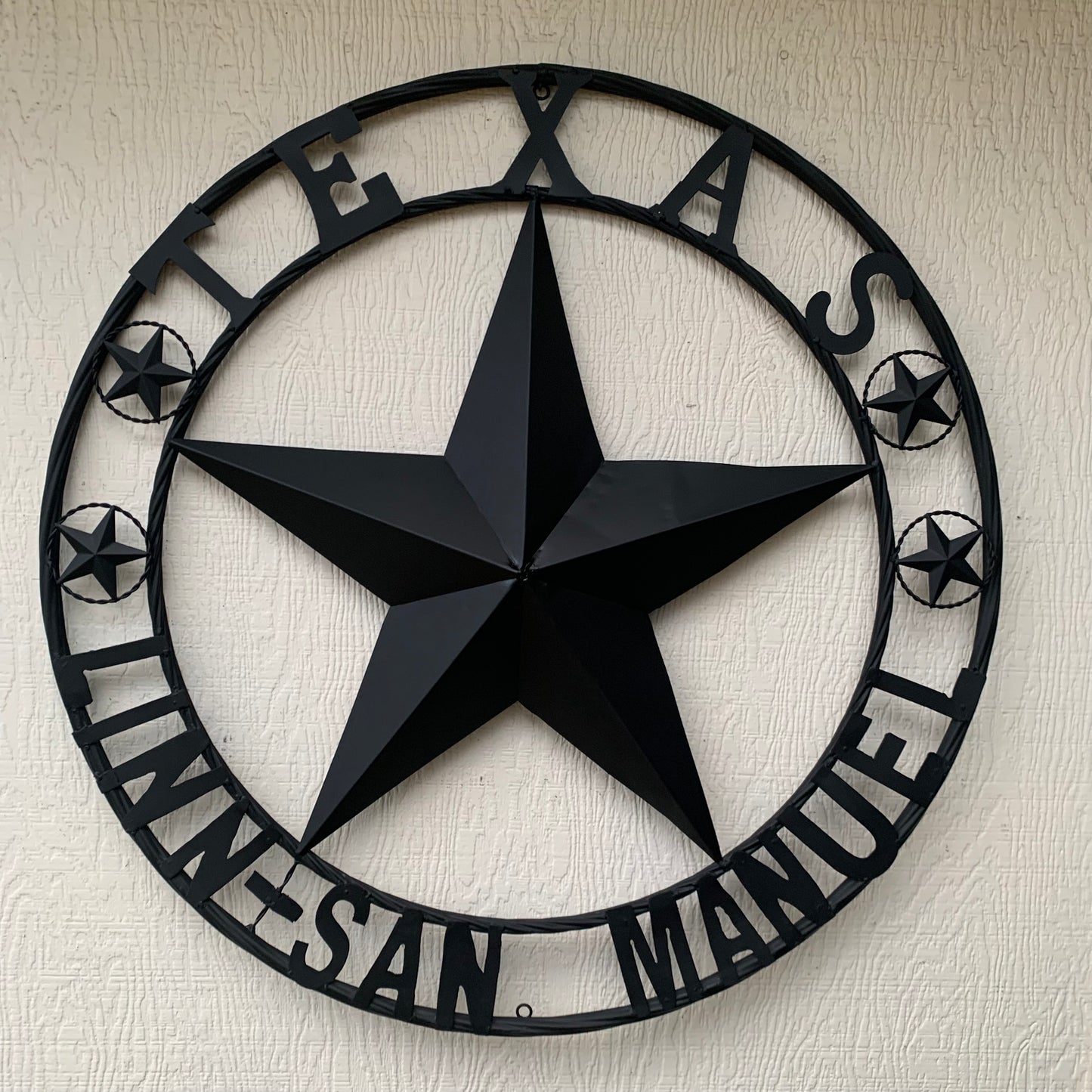 LINN SAN MANUEL STYLE YOUR CUSTOM NAME STAR METAL BARN LONE STAR 3d TWISTED ROPE RING WESTERN HOME DECOR HANDMADE NEW